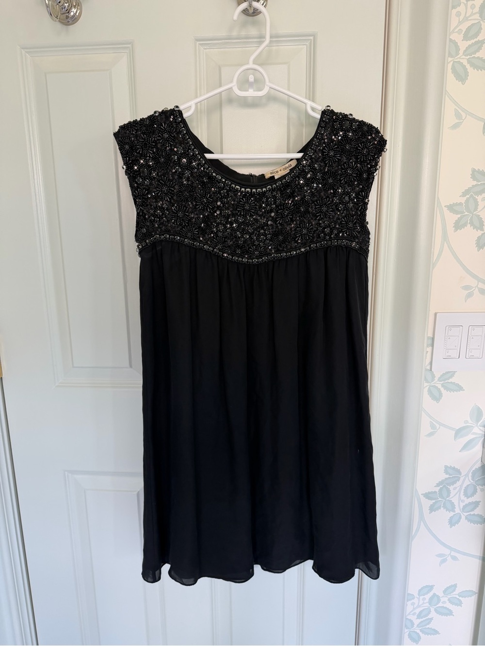 Alice + Olivia Black Beaded Mini Dress